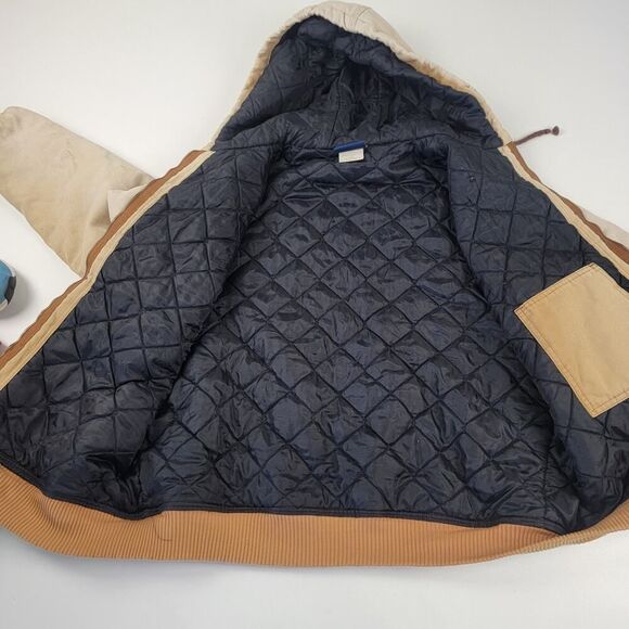 Vintage Y2K Dickies Beige Duck Canvas Hooded Work Wear Distressed Jacket Large - Picture 8 of 12